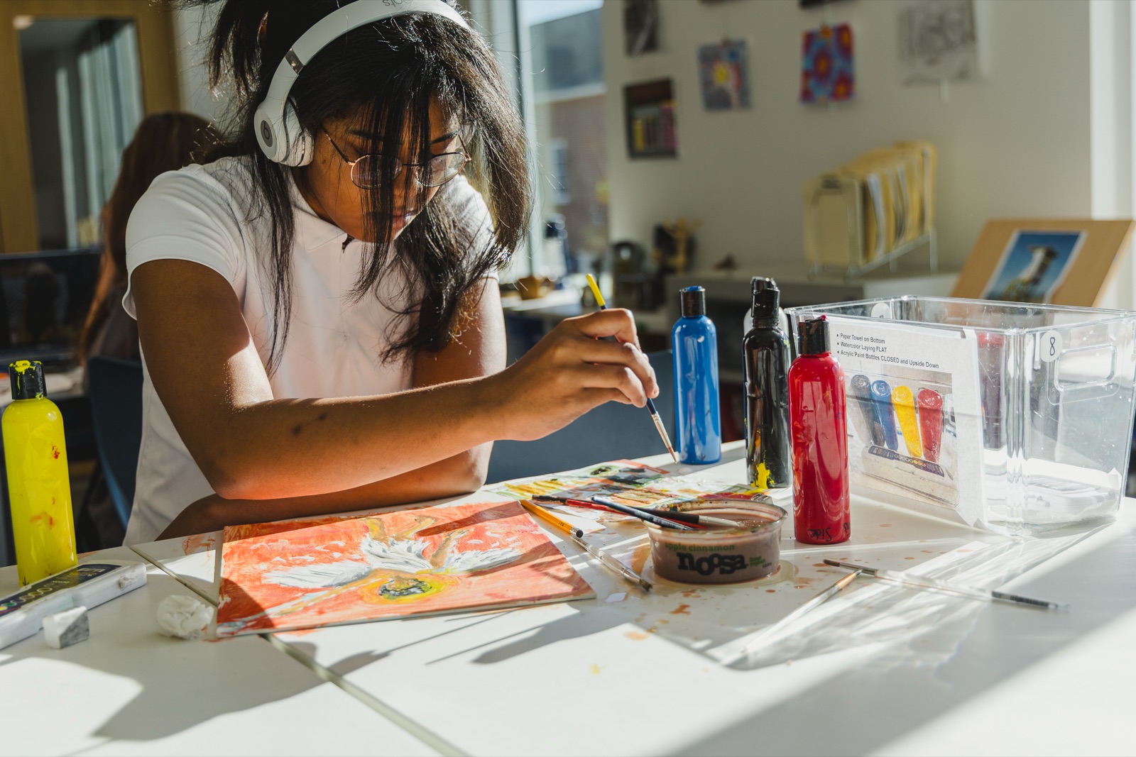 Studio art with headphones